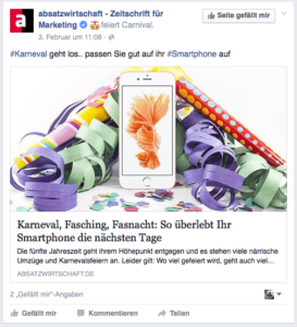 Marketing Karneval Nachrichten Social Media Beispiel
