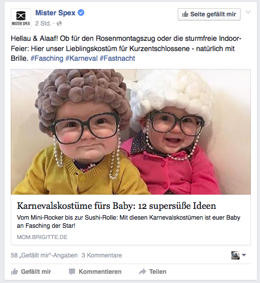 Mr Spexx Karneval Beispiel Social Media Marketing
