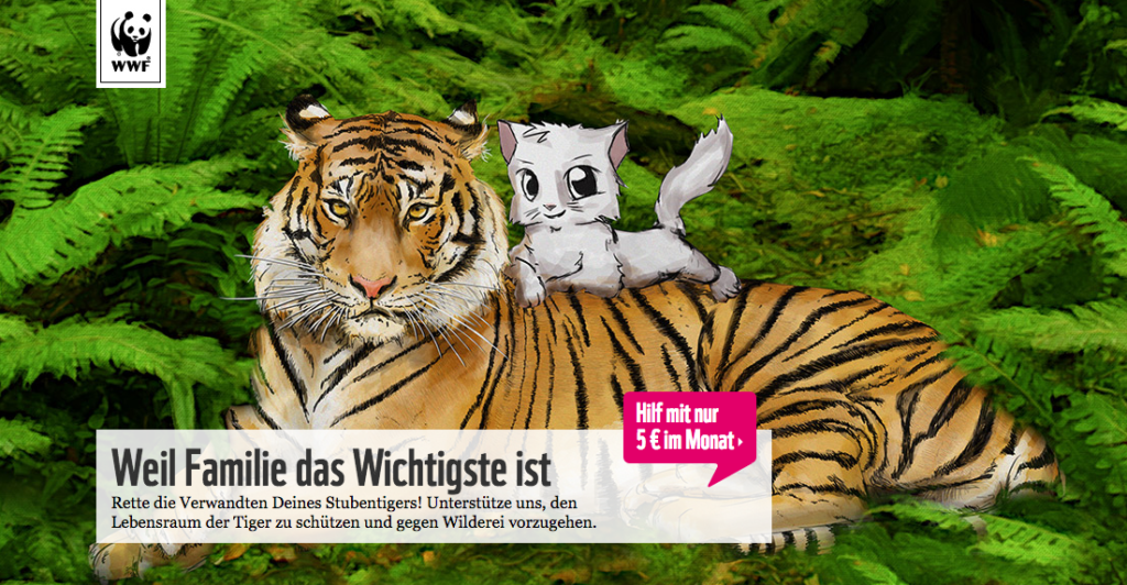 WWF wirbt mit der niedlichen Katze fuer den Tiger