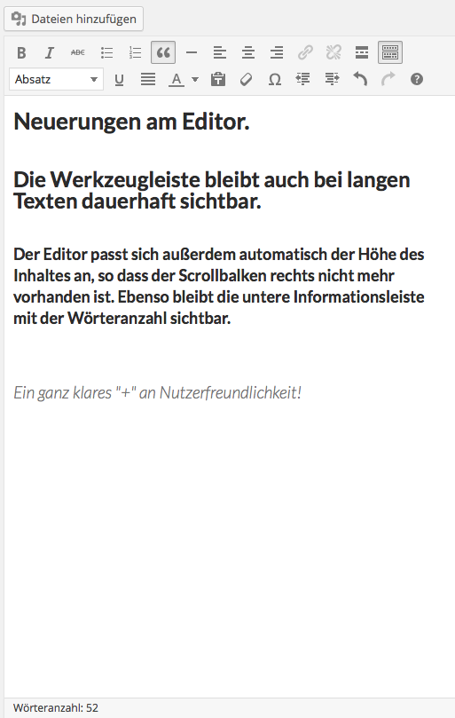 Neuerungen am Editor