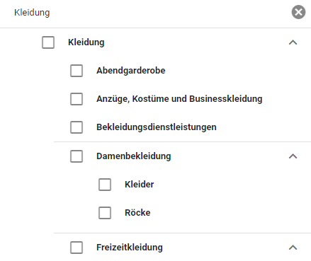 Beispiel für die Themenauswahl im Displaynetzwerk
