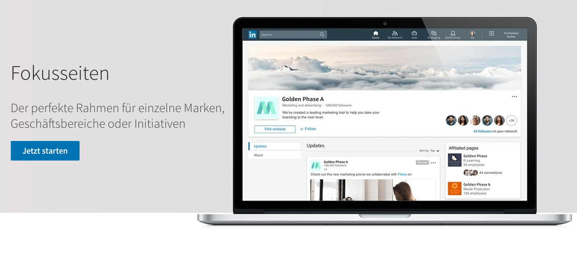 Die LinkedIn Fokusseiten