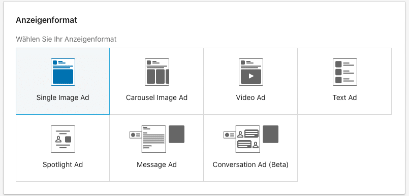 LinkedIn Ads Formate für Anzeigen