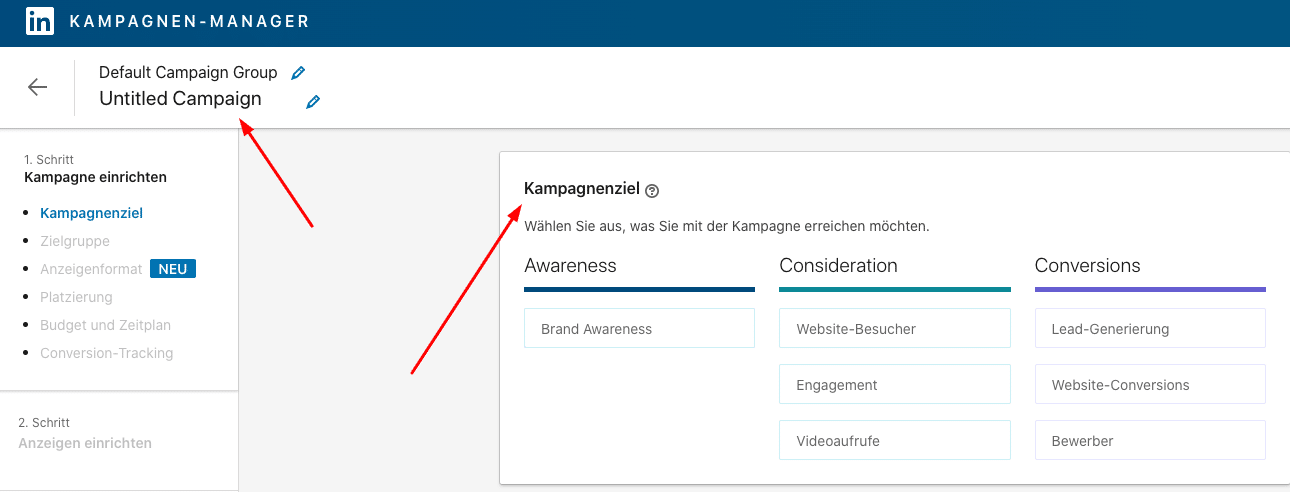 LinkedIn Ads: Kampagne erstellen