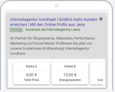 Beispiel für Preiserweiterungen