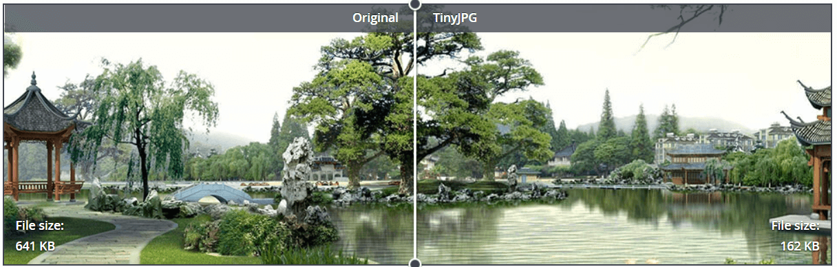 Gegenüberstellung einer Landschaftsaufnahme nach einer Bildoptimierung für SEO.