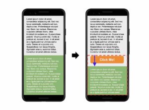 Cumulative Layout Shift (CLS) veranschaulicht anhand von zwei Screenshots in einem Ladeprozess