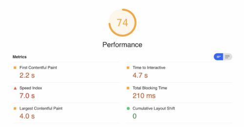 Google Core Web Vitals Ergebnisse von der Seite web.dev