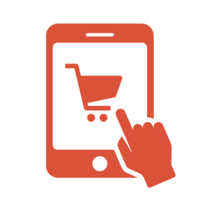 Tablet Icon mit Einkaufswagen für die mobile Nutzung von E-Commerce Shops