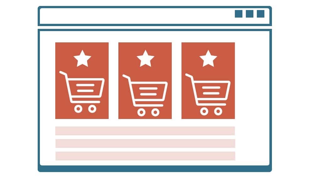 Webseite mit Warenkörben und Sterchen