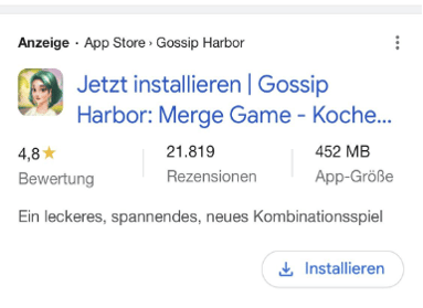 Beispiel App Anzeige