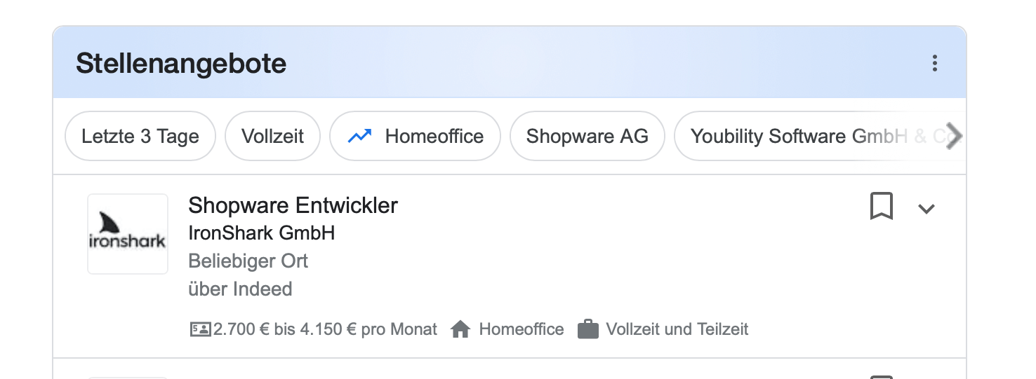 Ausschnitt von Google for Jobs