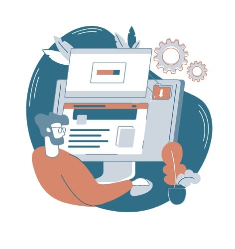 Abbildung eines Webentwicklers bei der Arbeit