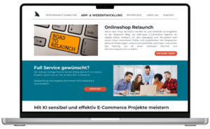5-seitige Website am Beispiel einer Landingpage über Dienstleistung Onlineshop Relaunch