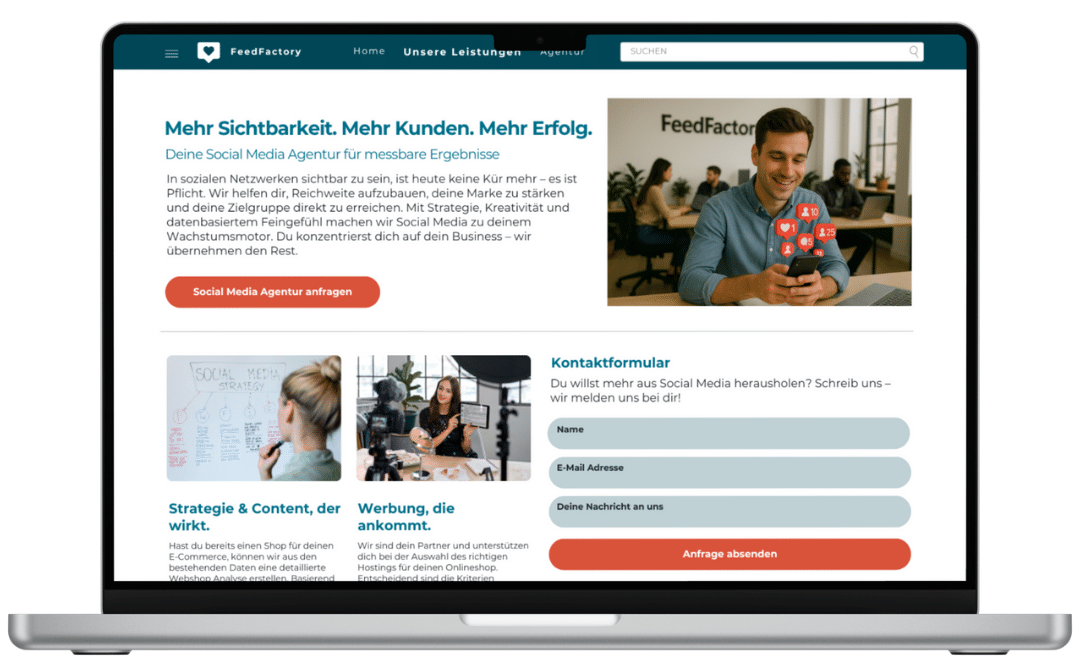 5-seitige Website Social Media Agentur 5-Seitige Website am Beispiel der Website einer Social Media Agentur