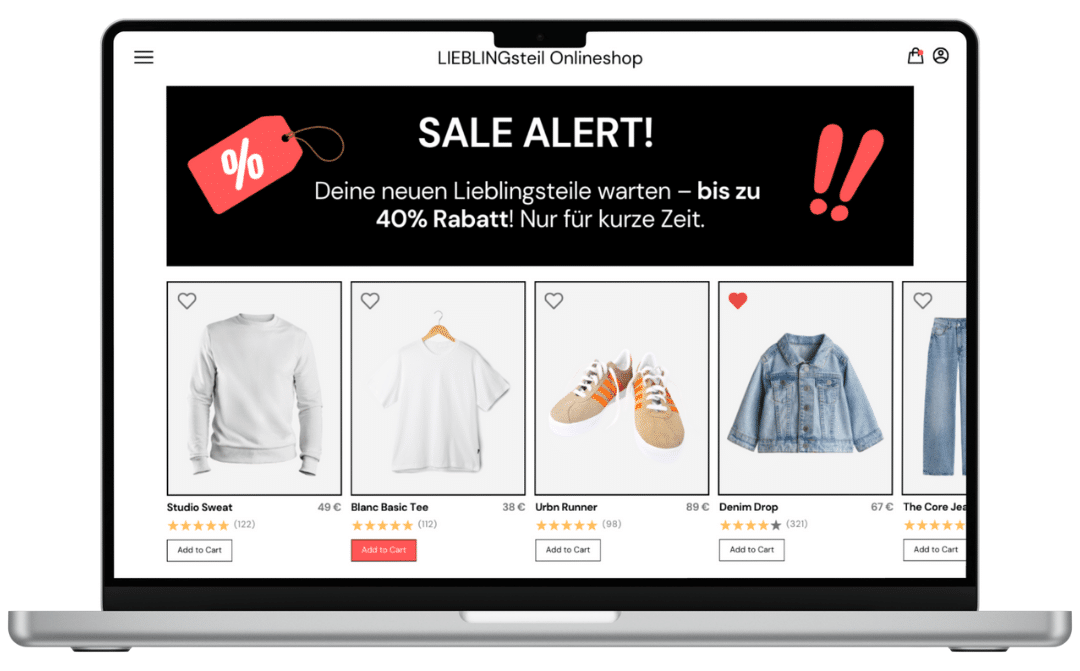 10-seitige Website Onlineshop 10-Seitige Website am Beispiel eines Bekleidungs-Onlineshops
