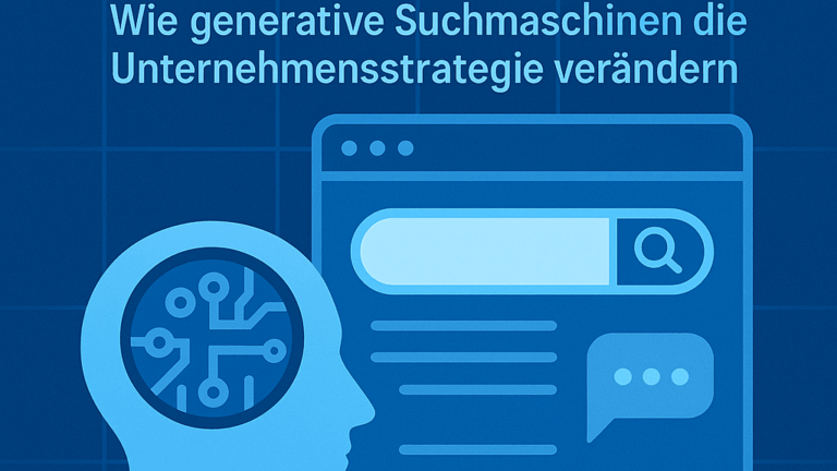 Schematische Darstellung eines Kopfes und einer Suchergebnisseite im Internet