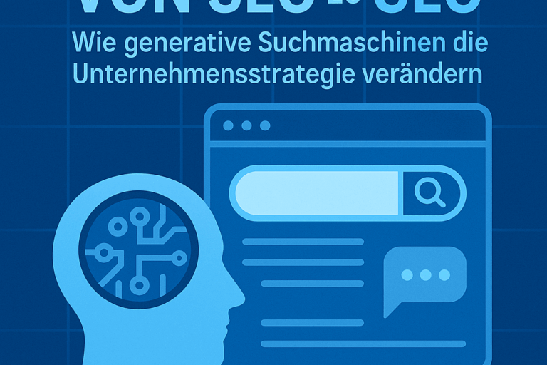 Schematische Darstellung eines Kopfes und einer Suchergebnisseite im Internet