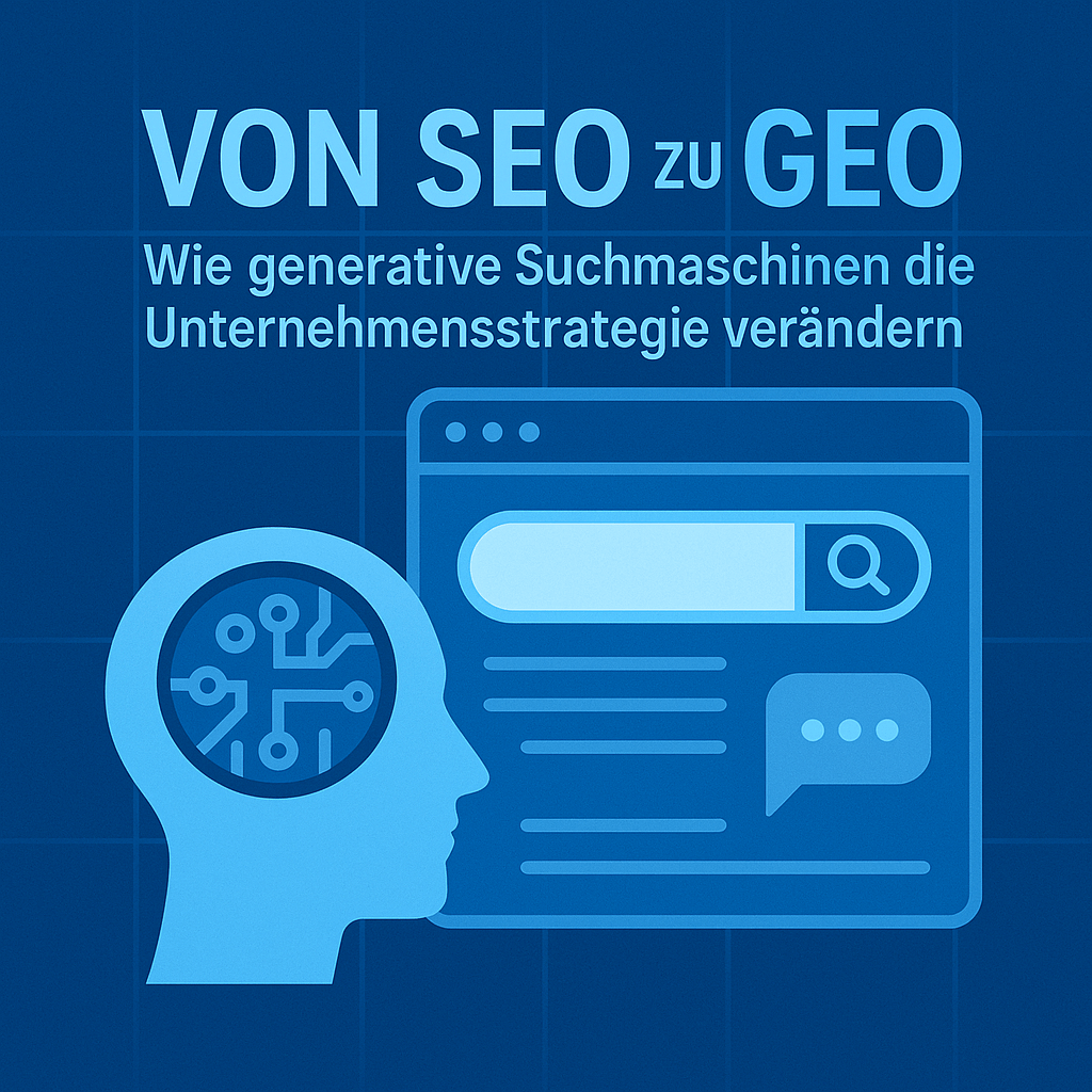 Schematische Darstellung eines Kopfes und einer Suchergebnisseite im Internet