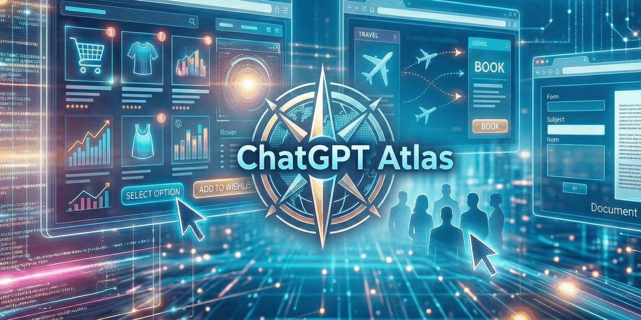 Futuristisches Beitragsbild für den Blogbeitrag, der ChatGPT Atlas erklärt