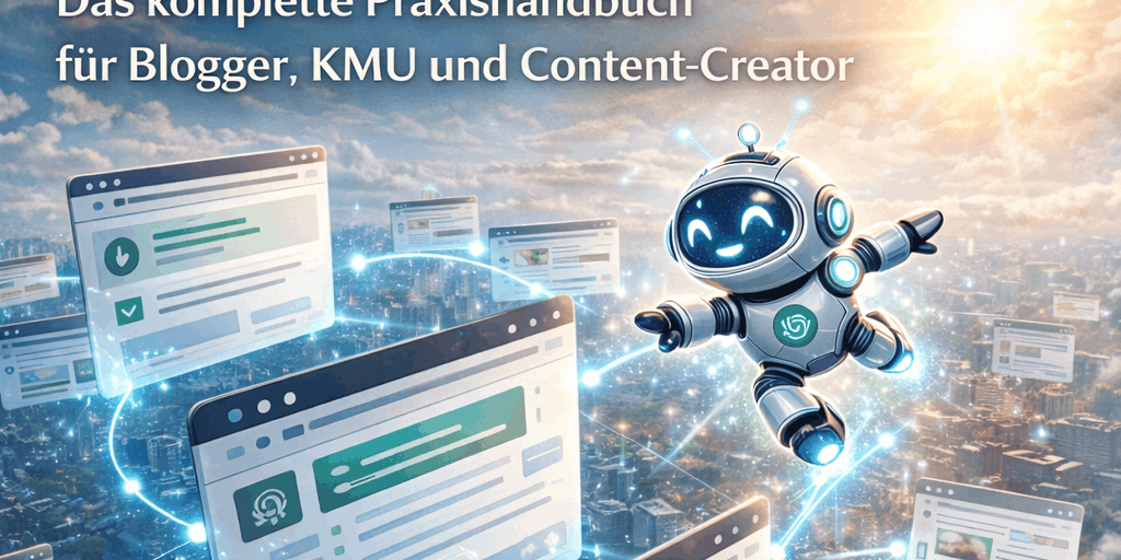 Schaubild mit Roboter für die Frage: Wie werden kleine Websites 2026 in KI-Antworten zitiert