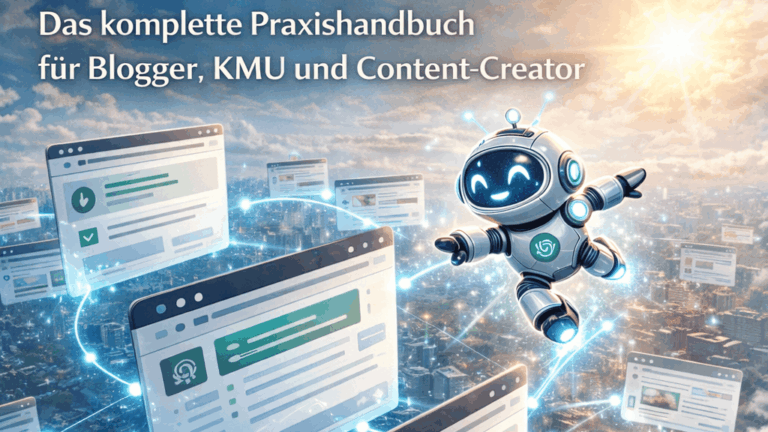 Schaubild mit Roboter für die Frage: Wie werden kleine Websites 2026 in KI-Antworten zitiert