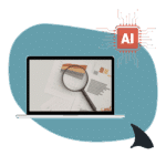 KI Sichtbarkeitsoptimierung für Websites, Schaubild mit Computer und AI Symbol