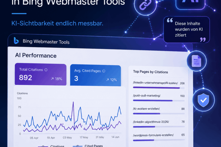AI Performance Dashboard in Bing Webmaster Tools zur Messung von KI-Sichtbarkeit und Quellenzitaten