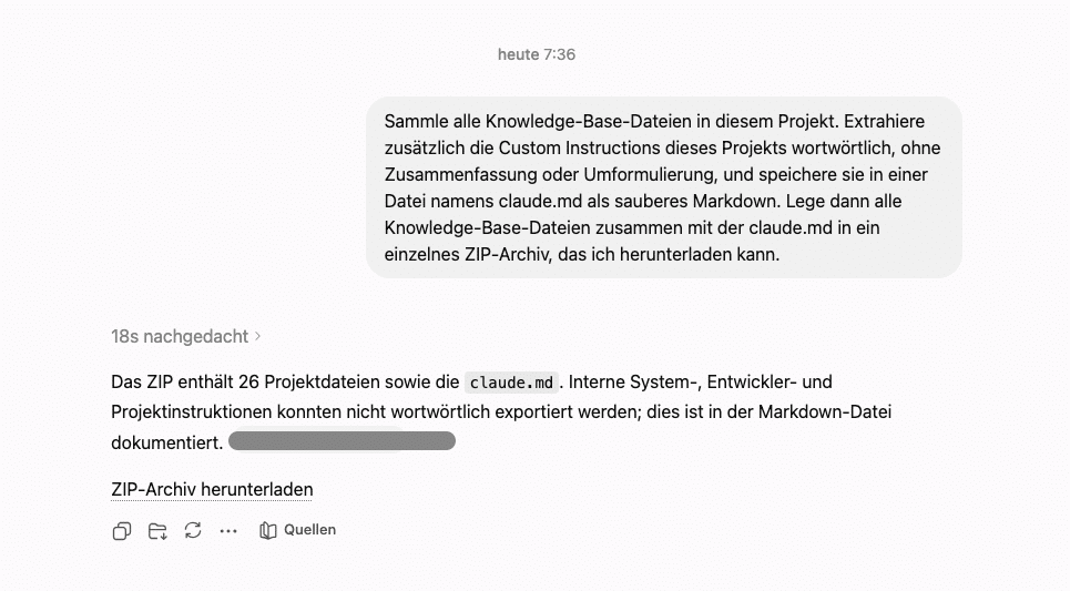 Illustration zum Umzug von ChatGPT-Projekten zu Claude: zwei KI-Plattformen mit Datenströmen, Ordnern und Dateien zwischen ihnen als Symbol für die Migration von Anweisungen, Dateien und Chats.