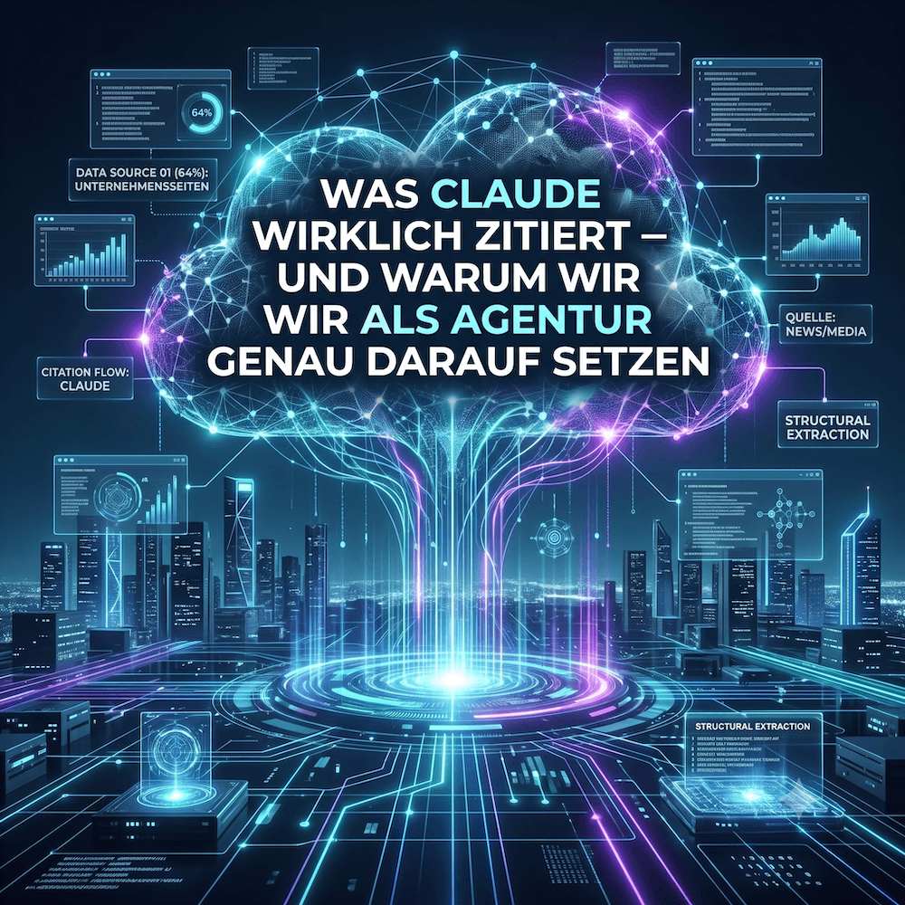 was-claude-zitiert Infografik: Was Claude zitiert – 379.321 Zitationen, 16.406 Domains, 64 % First-Party-Markenseiten aus der OtterlyAI-Studie.