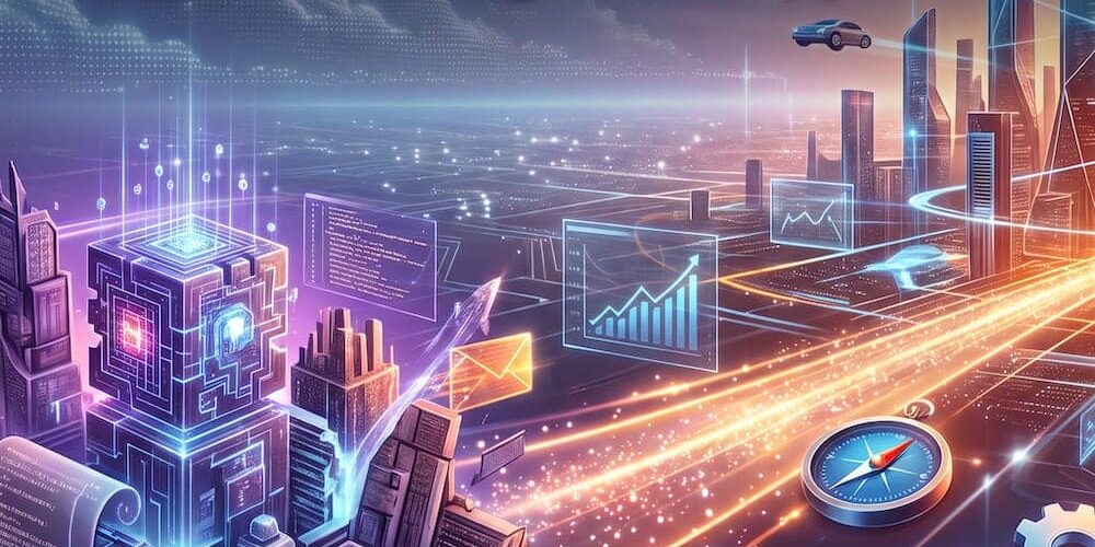 shopware-agentur-wechsel Ein quadratisches Vorschaubild im modernen 'Corporate Futurism'-Stil für einen Blogbeitrag über den Wechsel einer Shopware-Agentur. Der Titel 'Shopware Agentur wechseln: Wann es sinnvoll ist und wie es reibungslos klappt' steht prominent in Montserrat-Schrift und den Firmenfarben Orange und Lila im oberen Bereich. Der Hintergrund zeigt eine kondensierte Version des dynamischen Datenübergangs von einer alten Struktur in eine glühende, futuristische Digitalstadt.